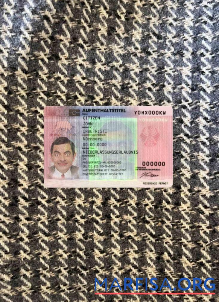 Printable Germany residence permit card photolook FRONT example